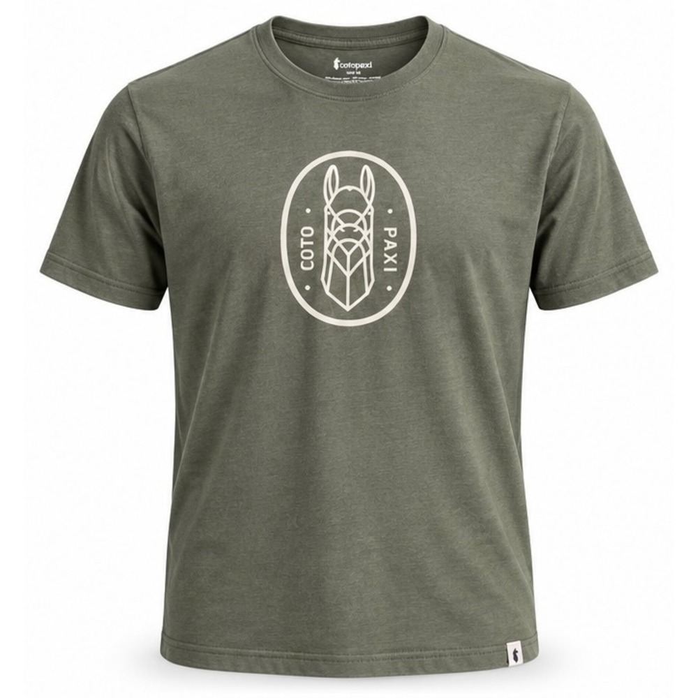 Cotopaxi Mens XL Llama Logo Graphic T-Shirt Green Organic Cotton Blend Tee